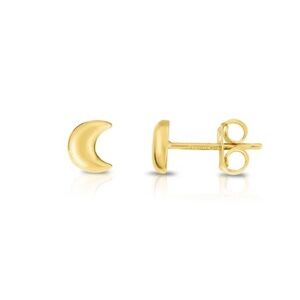 14K Yellow Gold Moon Stud Earring
